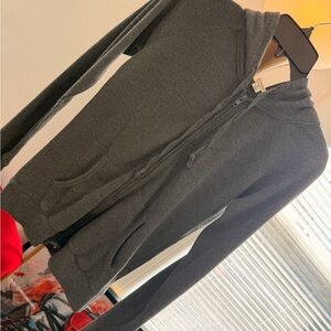 Active Basic Charcoal Gray Zip Hoodie Sweater